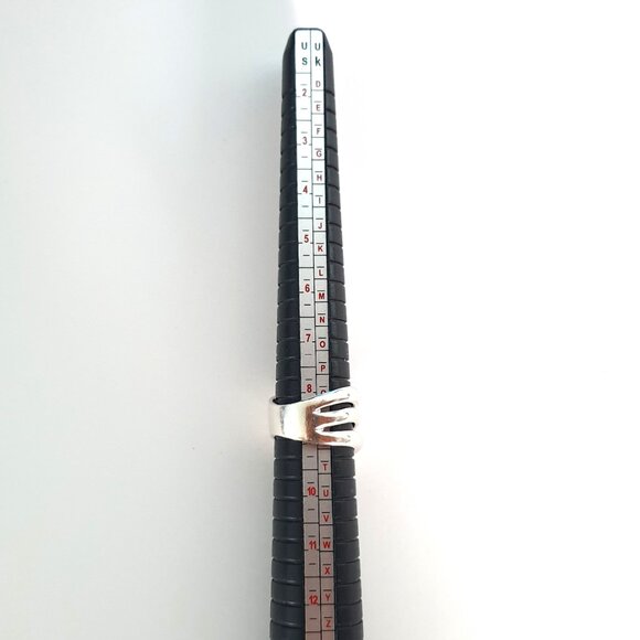 Rare Bold Vintage Sterling Silver Overlapping Waves Modernist Statement Ring - Picture 14 of 15